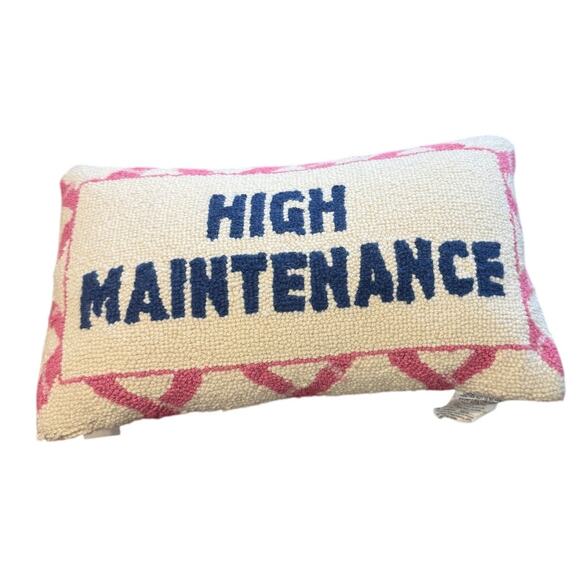 Peking Handicraft “High Maintenance” Hook Pillow New With Tags 19” x 11” - Picture 2 of 5